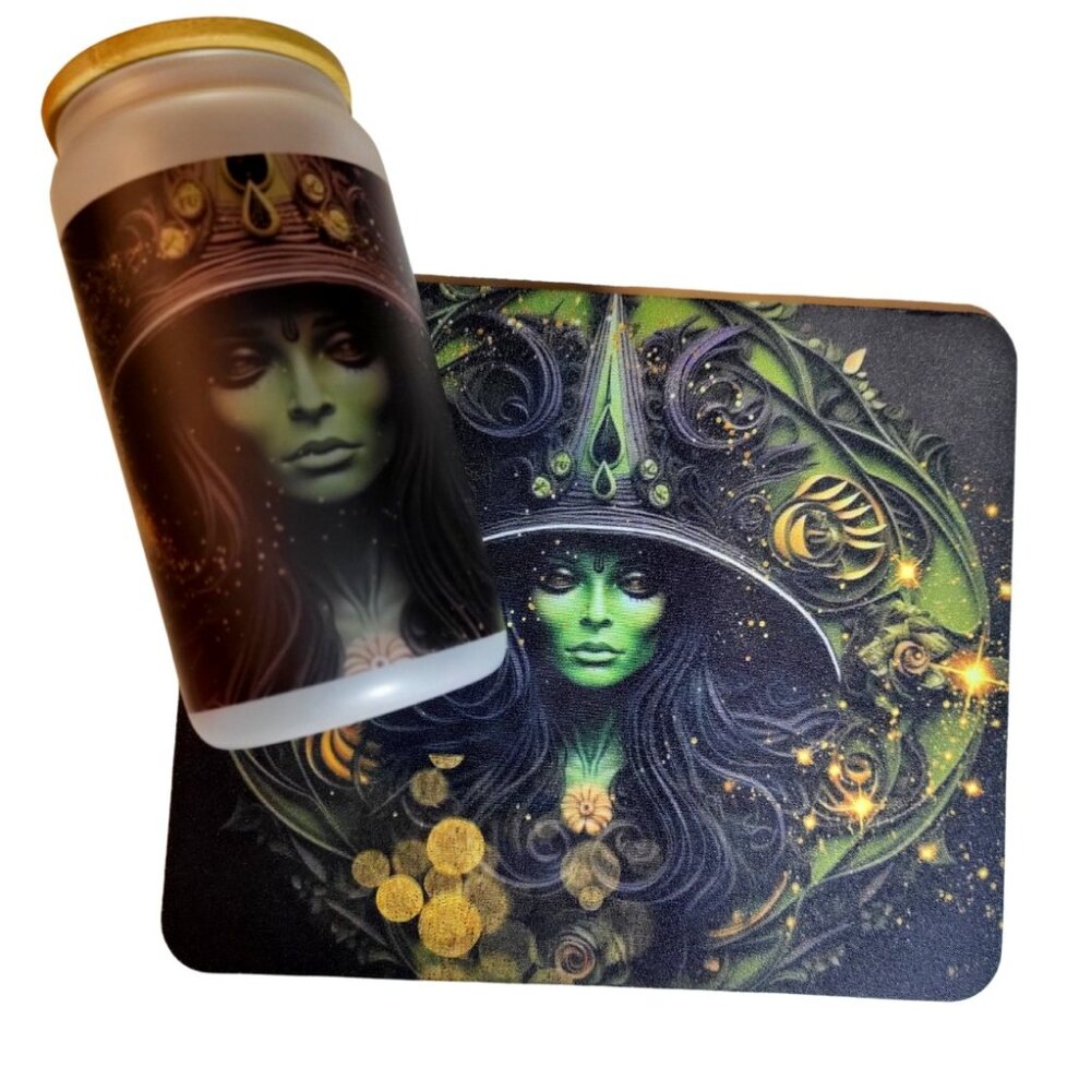 Mousepad with 16 Oz Glass Tumbler